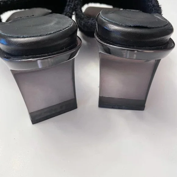 NWOB MIISTA London Wendy Black Towel Mule Sandals Size 37 Shoes Square Toe - Picture 9 of 11